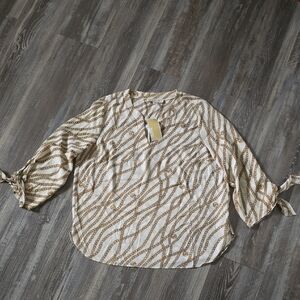 MICHAEL Michael Kors Beige and Brown Patterned Blouse